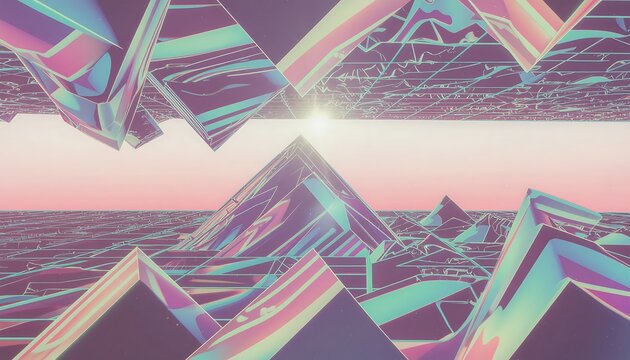 Abstract Geometric Mountain Landscape Digital Art