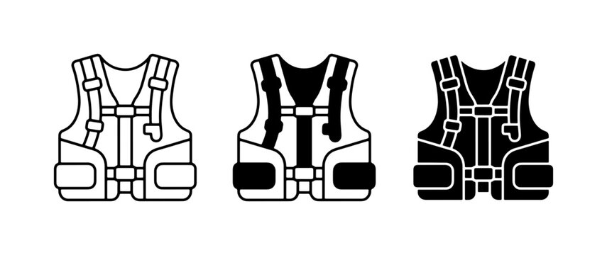 Life Vest Icons, Safety Gear Set, Buoyancy Aid Vector Graphics