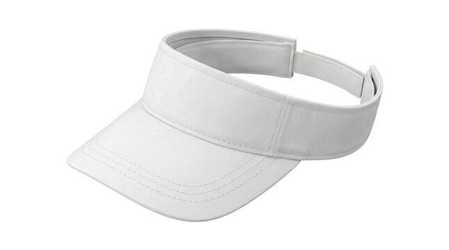 Blank white sun visor cap, isolated on transparent background, summer sports accessory mockup