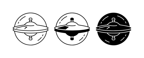 UFO Icons, Flying Saucer Symbols, Alien Spaceship Vector Graphics © Arifuz