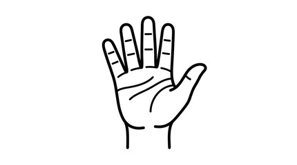 Obraz premium Detailed open palm hand line icon.