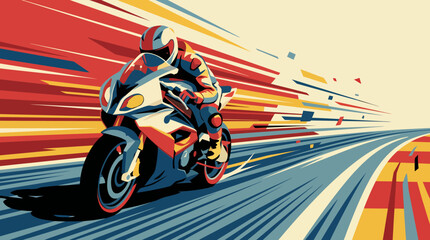 Motorcycle rider speeding on a racing track. © Abhinaya Project