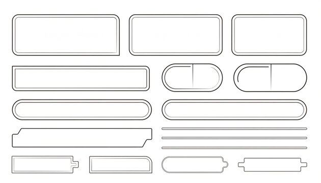 Minimal Geometric Label Tabs Collection with Clean Outline Design Elements