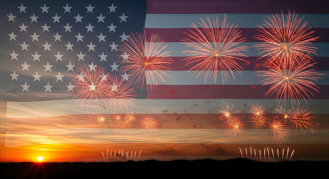 Colorful fireworks exploding over dark night city skyline with reflections on water