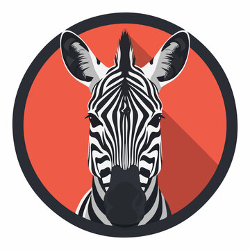 Stylized Zebra Head Icon with Long Shadow Effect.