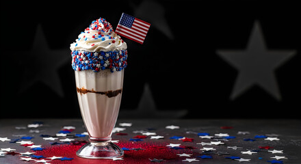 Naklejka premium Lego ice cream cone with american flag on top in pixel art style