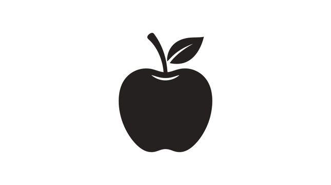 Black Apple Icon Fruit Symbol.