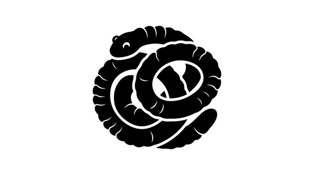 Black snake curled up illustration.