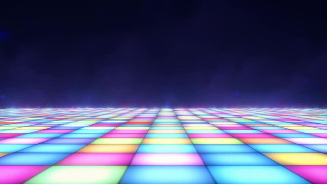 Vibrant dance floor lights transition to energetic night party ambiance