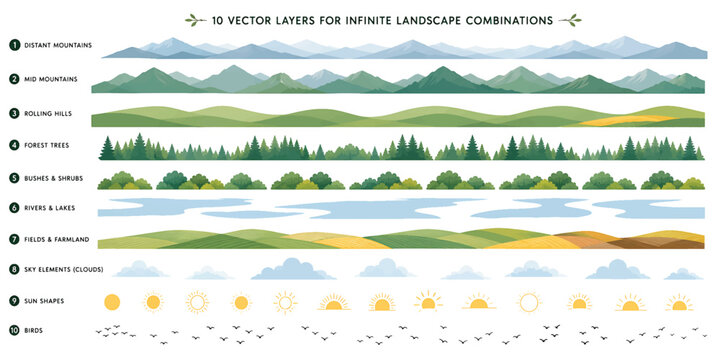 A set of four seasons floral banners featuring vector illustrations of spring and summer nature elements with leaf patterns and decorative frames for web header design templates
