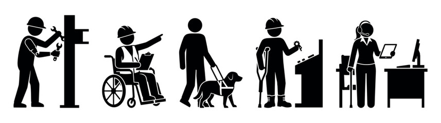 Fototapeta premium Inclusive workplace diverse employees working with disabilities