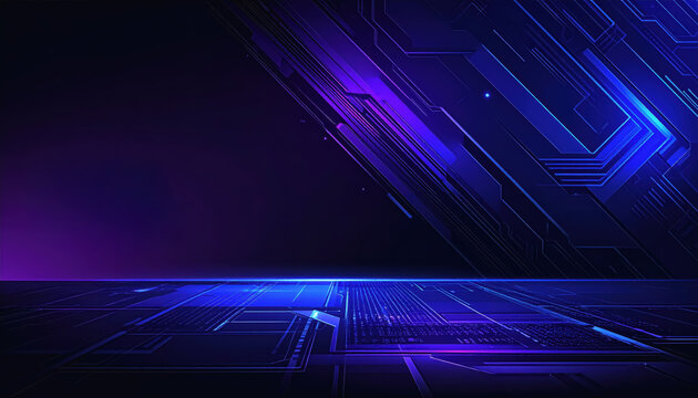 Futuristic Abstract Blue and Purple Digital Circuit Board Background