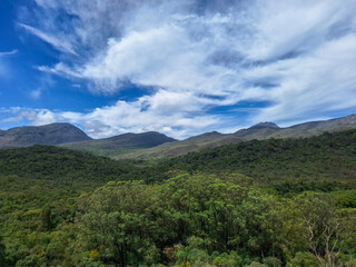 Fototapeta premium Panoramic Mountain Range Above Native Forest