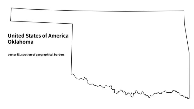 Oklahoma administrative county map vector outline with state boundaries