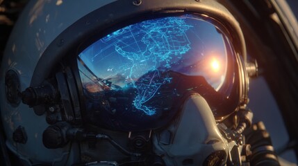 Obraz premium Astronaut's view of earth and space outer space digital illustration futuristic close-up perspective exploration concept