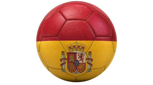 Soccer ball with Spanish flag design on Transparent Background