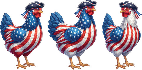 patriotic american roosters in tricorn hats © Mohammad