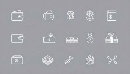 Fototapeta premium Simple Set of Money Related Vector Line Icons. Contains such Icons as Wallet, ATM, Bundle of Money