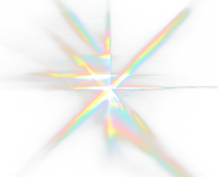 A cluster of colors, bright rays of the spectrum. Glare on a lens, glass, jewelry, or gemstone. The superimposition of the rainbow effect, the refraction of light by a crystal prism. Realistic diamond