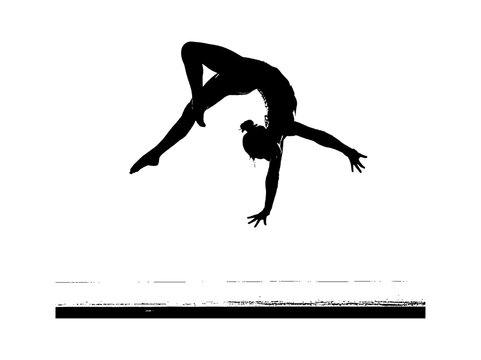 Silhouette of a gymnast performing a back handspring vector art