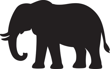 Fototapeta premium Minimal elephant silhouette icon vector isolated on white background for wildlife logo.