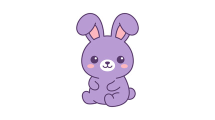 Obraz premium Adorable purple kawaii rabbit sitting illustration.