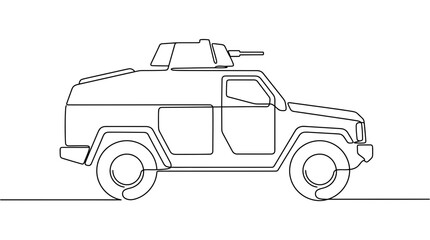 Armored military vehicle outline for coloring book page © Sifaul