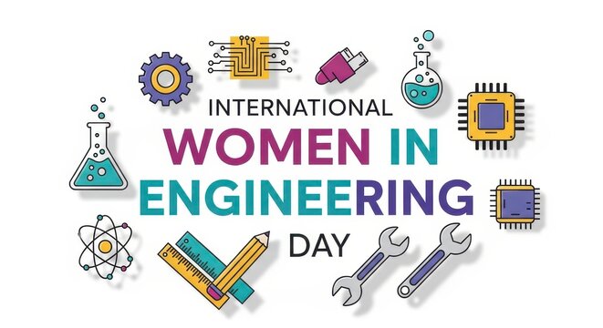International women in engineering day colorful vector illustration