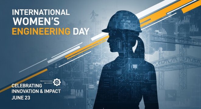 Woman engineer silhouette for international women's engineering day