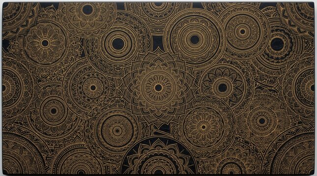 Abstract background with repeating dark grey circular gear shapes and lines