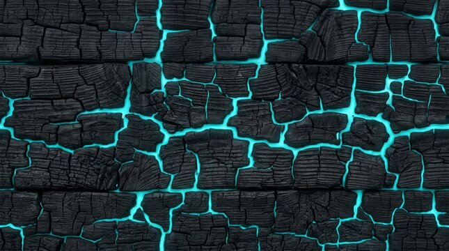Dark cracked texture with glowing neon blue light lines running through it