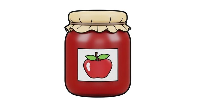 Apple jam jar with paper lid and fruit label