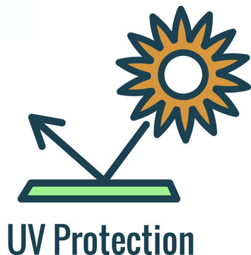 Fabric Features Icon Set - Showing UV UltraViolet Protection Fabric Concept