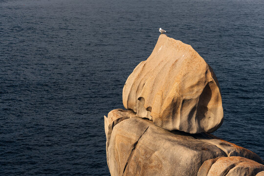 Granite rock formations in the Cliffs of Paper in San Ciprian, Lugo, Galicia, Spain.