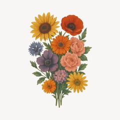 Obraz premium Vibrant floral bouquet illustration