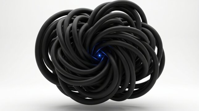 Post quantum cryptography shield with swirling black tubes and blue light symbolizing advanced security