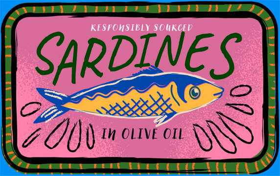 Colourful Sardines Tin In Olive Oil Illustration