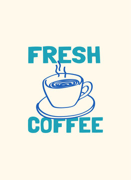 Hand Drawn Fresh Coffee Illustration - Cozy Sketch of Cup on a Plate