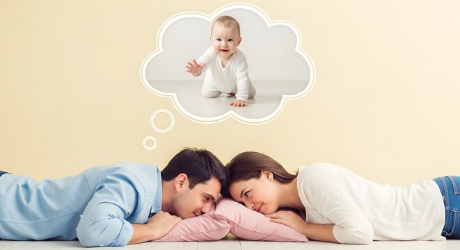 Man and woman dreaming about a baby