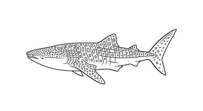 Whale Shark Outline Drawing - Rhincodon Typus
