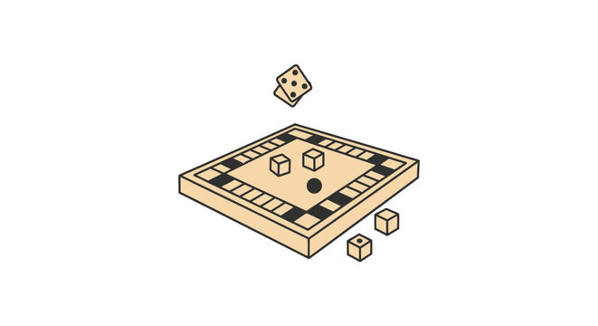 Backgammon Board with Falling Dice.