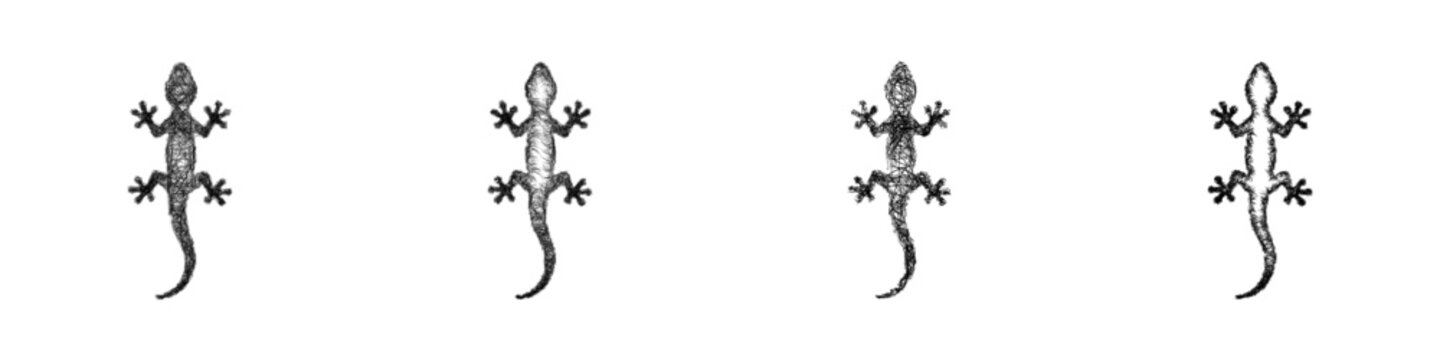 Sketch black and white lizard logo design set