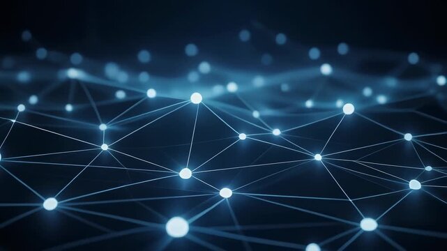 Futuristic digital network glowing with connected points of light in dark seamless technology concept