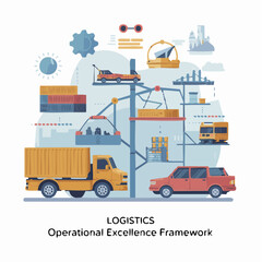 Naklejka premium Logistics operational excellence framework infographic illustration wi