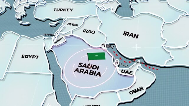 a stylized 3D map highlighting Saudi arabia, Middle East, Saudi arabia map, middle east countries,