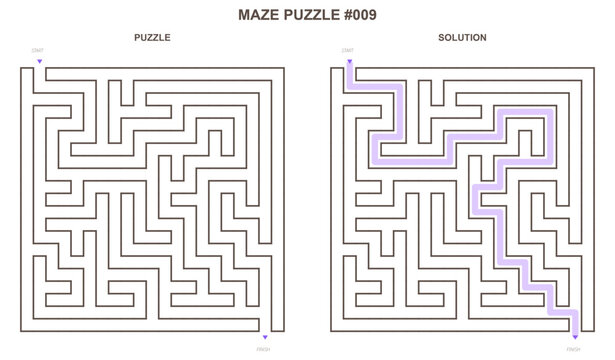 Holiday maze puzzle printable with solution path and intricate layout design  