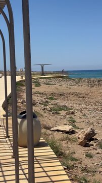 beach and sea view in Cypris, paphos 
Pedestrian road