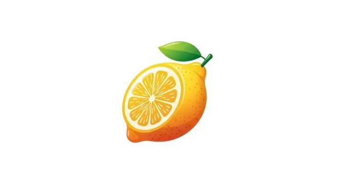 Fresh lemon fruit slice and whole illustration