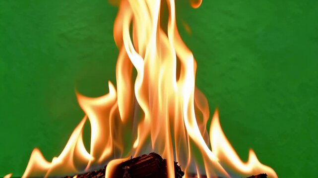 Mesmerizing dance of vibrant flames against colorful backdrop with dynamic fire movement and glowing light effects