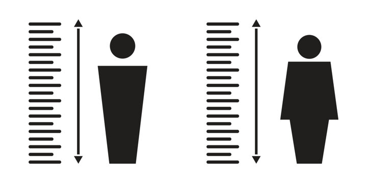 Height Man Vector Icon, Human Height Scale and Person Size Measurement Symbol